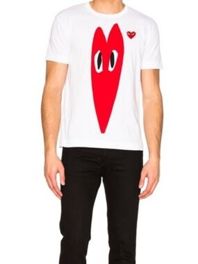 Comme des Garçons PLAY Heart Eye T-Shirt White Red Short Sleeve Crew Neck Tee L
